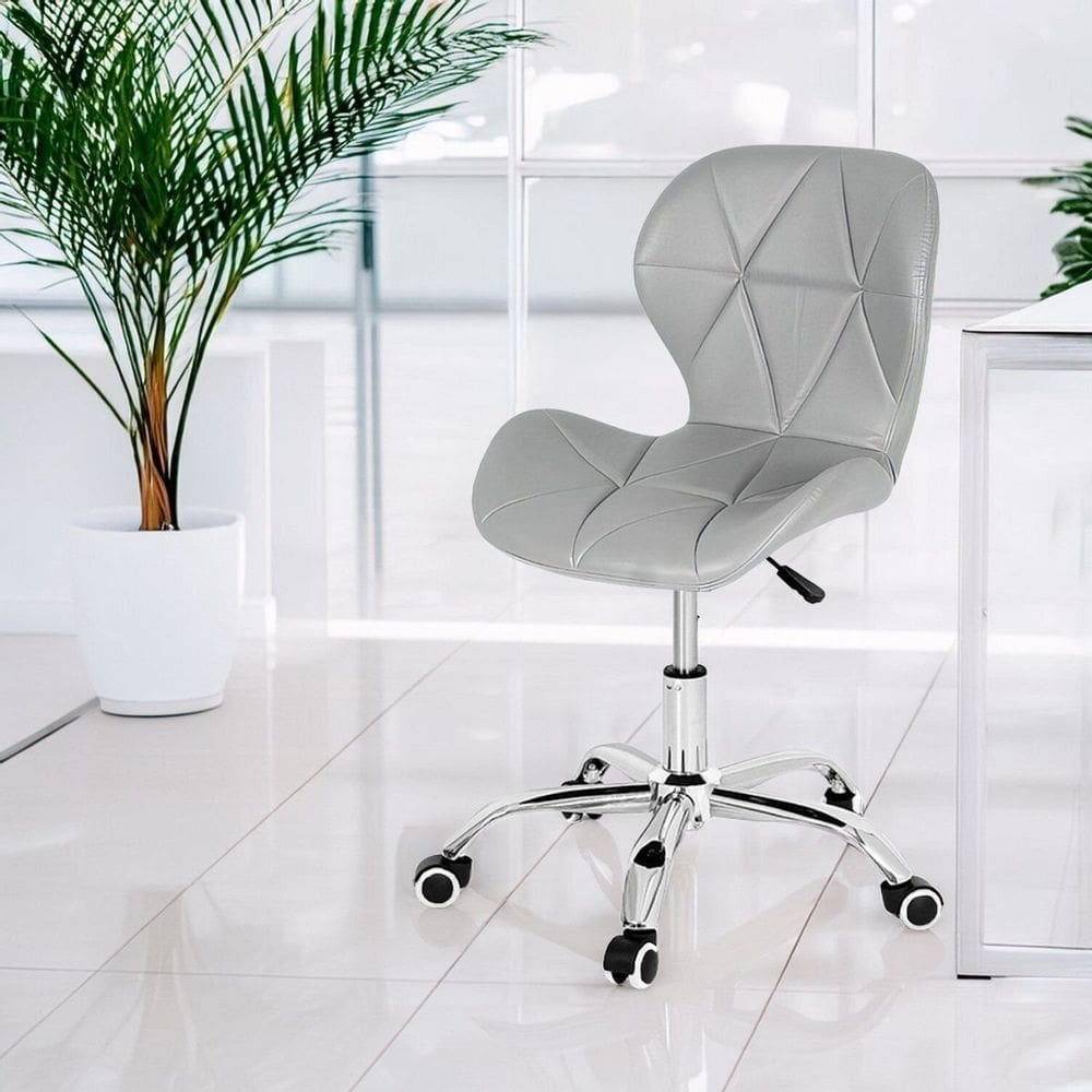 Cadeira de Escritório com Base Giratória Estofada Slim Vegas Cinza