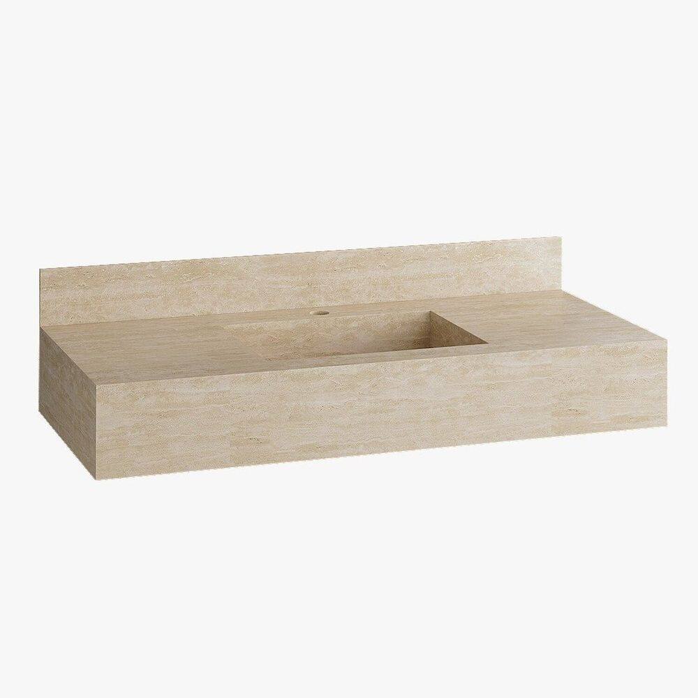 Bancada em Porcelanato para Banheiro Completa Alto Padrão 100cm X 15cm com Cuba Esculpida Helena Bege
