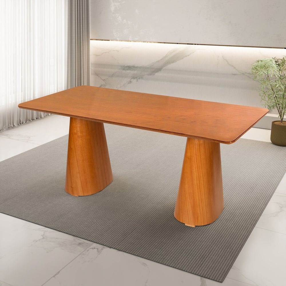Mesa 6 Lugares Retangular em Madeira Maciça Fortaleza Authentic Espresso Móveis Champagne