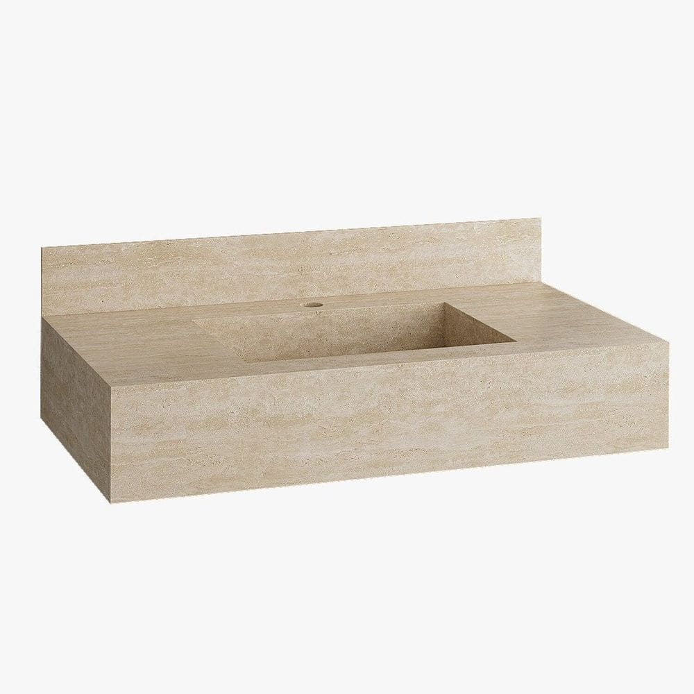 Bancada em Porcelanato para Banheiro Completa Alto Padrão 80cm X 15cm com Cuba Esculpida Helena Bege
