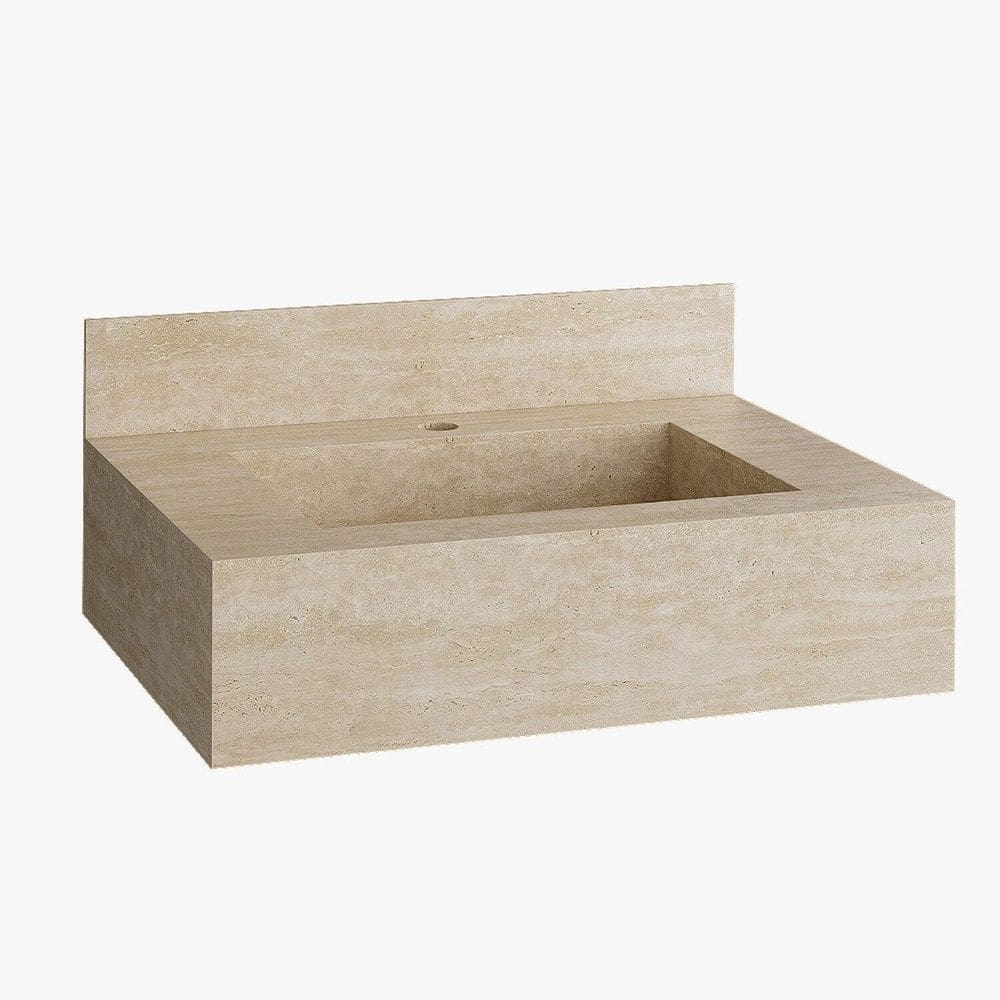 Bancada em Porcelanato para Banheiro Completa Alto Padrão 60cm X 15cm com Cuba Esculpida Helena Bege