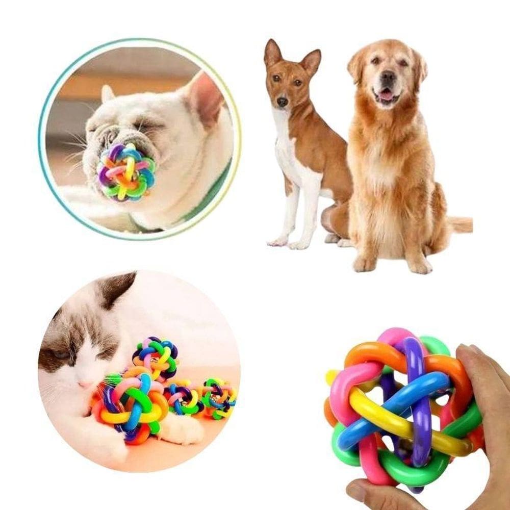 Bola Grande Trançada Com Sino Brinquedo Para Cães E Gatos