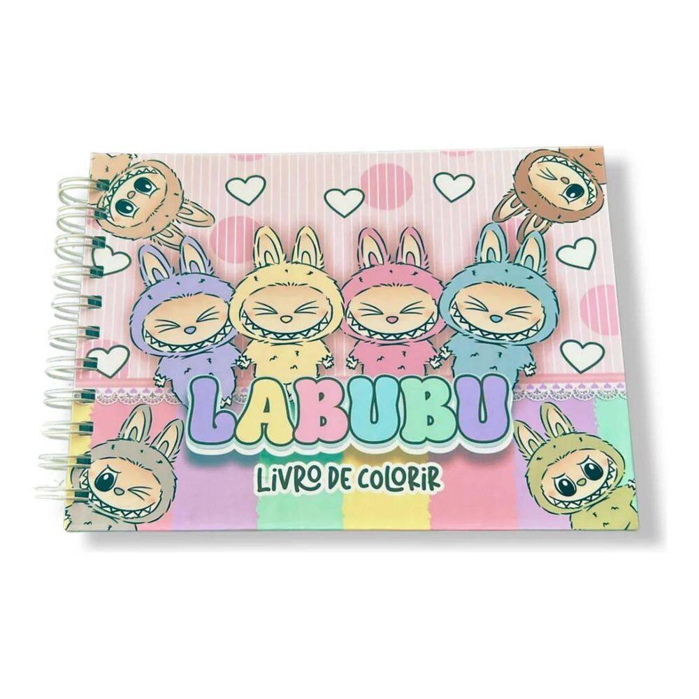 Livro De Colorir Capa Dura Labubu 50 Folhas Cores Pasteis