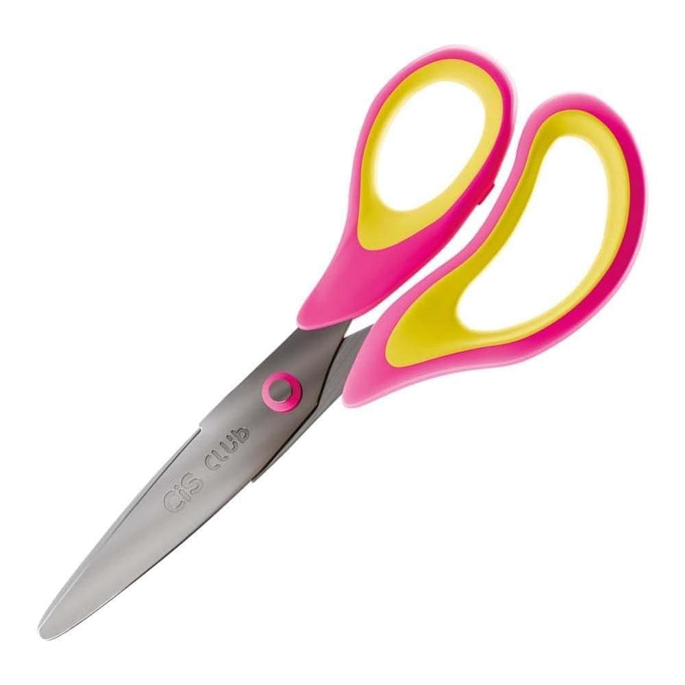 Tesoura Escolar 14Cm Ponta Arredondada Rosa/Amarelo Cis