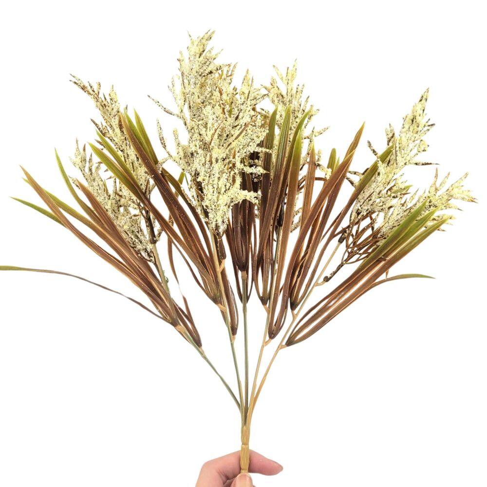 Capim Dos Pampas Com Flor Branca 34Cm Planta Artificial