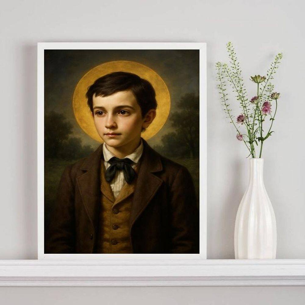 Quadro Decorativo São Domingos Sávio 33X24Cm - Com Vidro