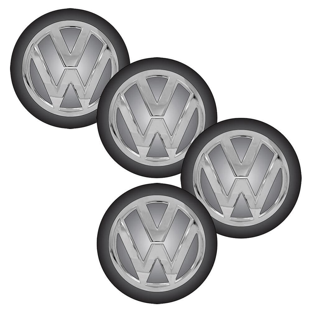 Jogo Bottom/ Emblema Calota Vw 51Mm Degrade 4 Peças Resinado