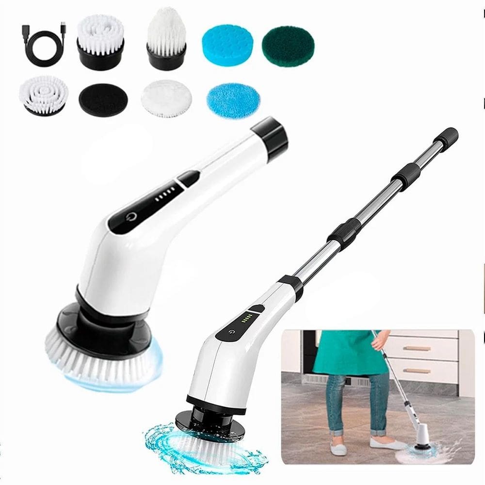 Esfregão Elétrico Portátil Giratório S/Fio Limpeza Chão E