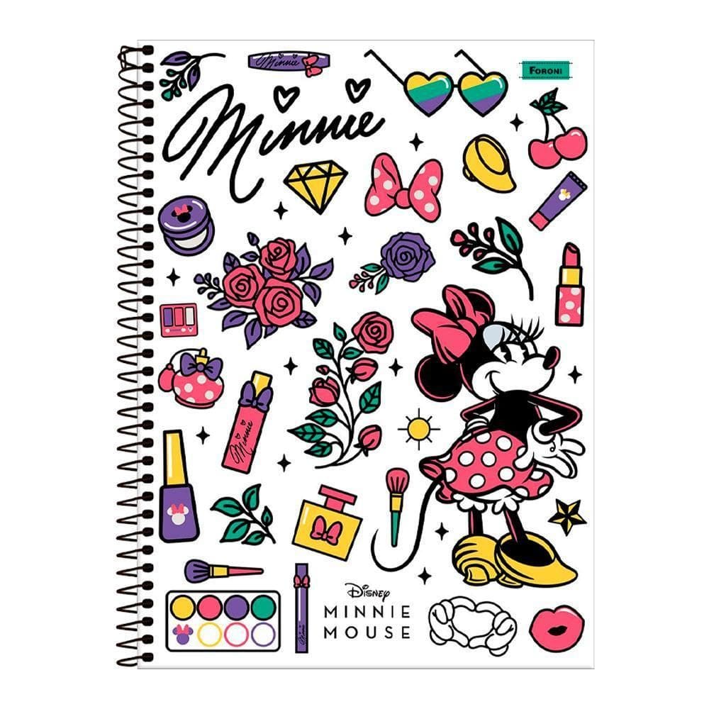 Caderno 1 Matéria 60Fls Minnie Vintage Branco Foroni