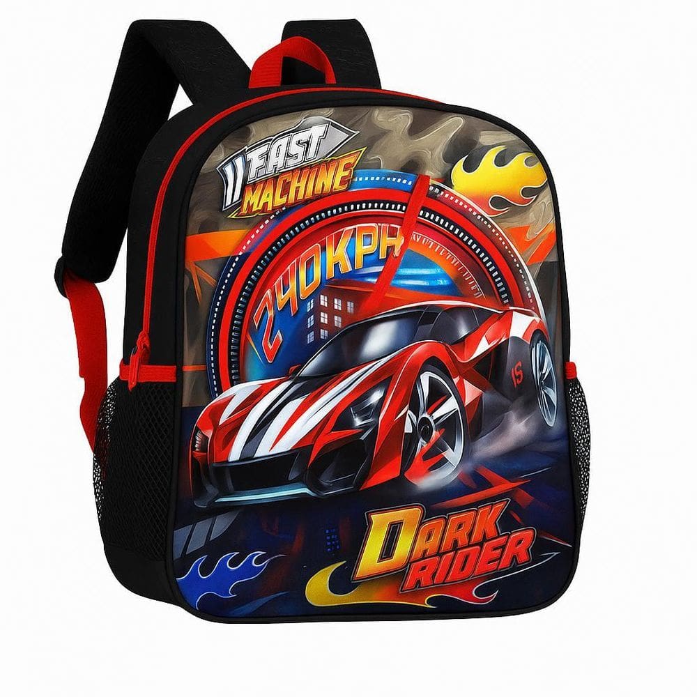 Mochila Escolar Fast Machine Clio Style Com Zíper Grande