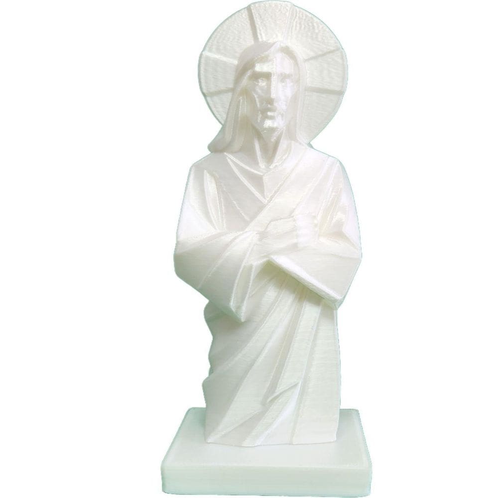 Estatueta Jesus Cristo Decorativa Estátua 18Cm Branco Pérola