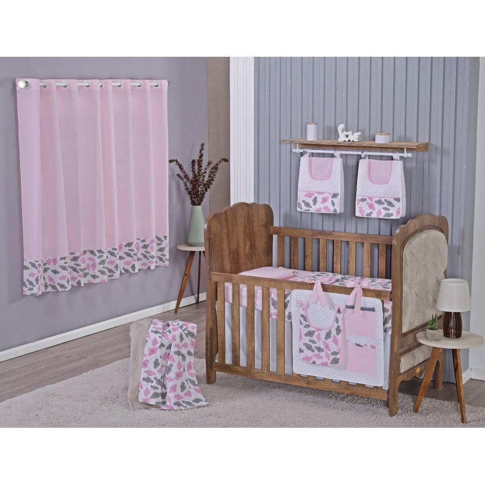 Enxoval Bebe Kit Berço Americano Cortina Algodão Menino