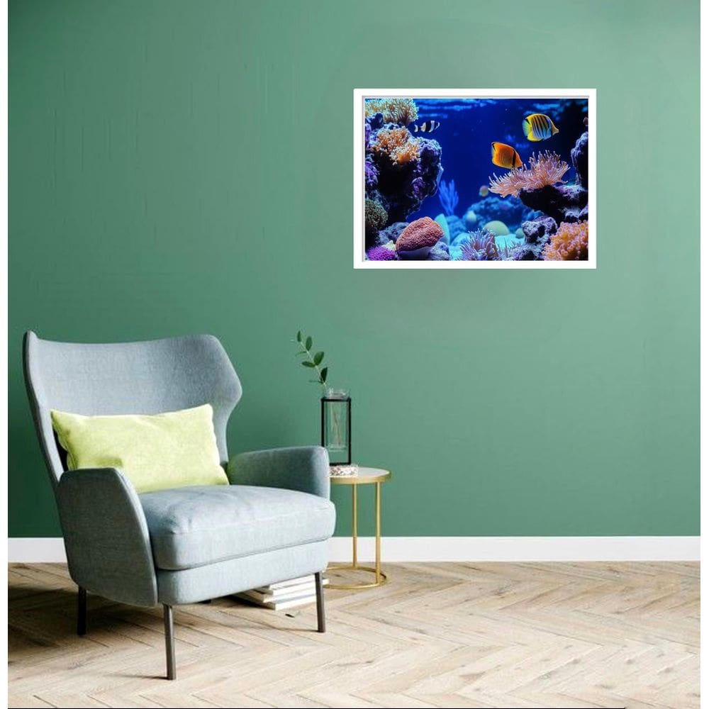 Quadro Decorativo Aquário Peixes Corais - 50X70Cm