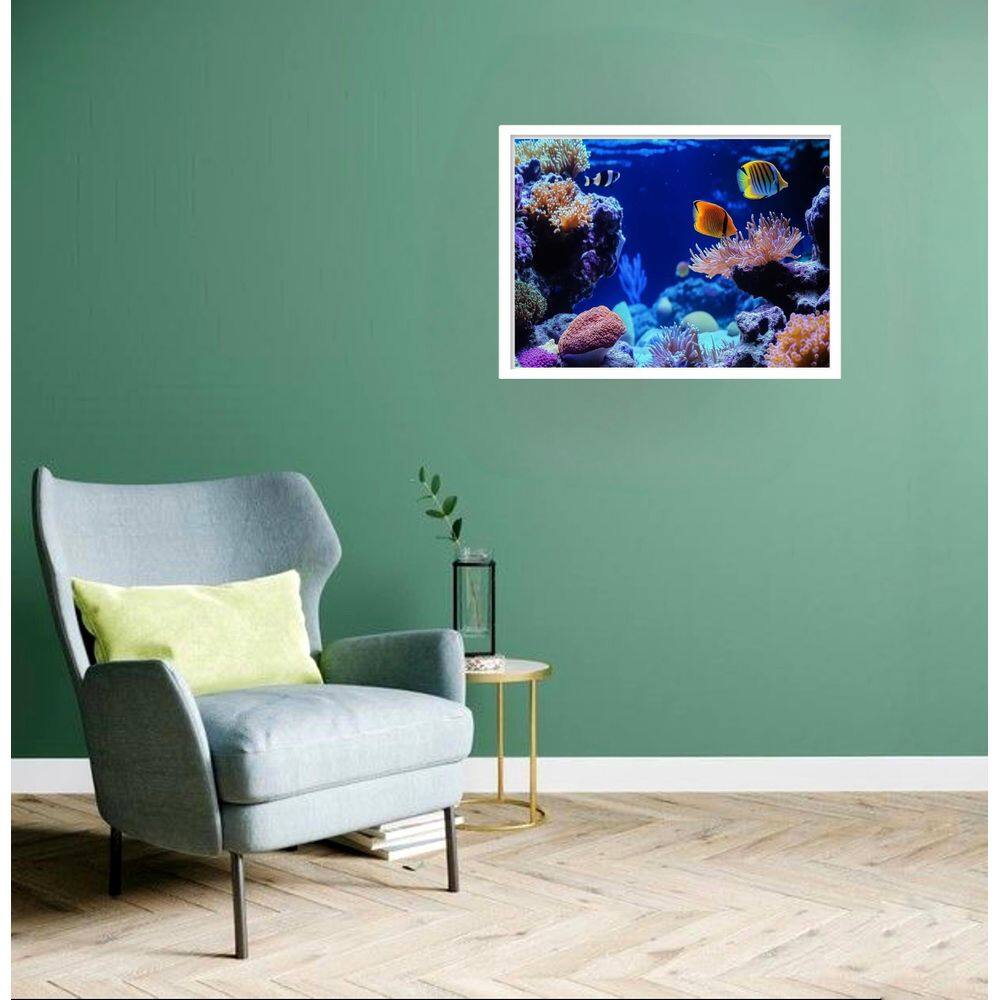 Quadro Decorativo Aquário Peixes Corais - 50X70Cm
