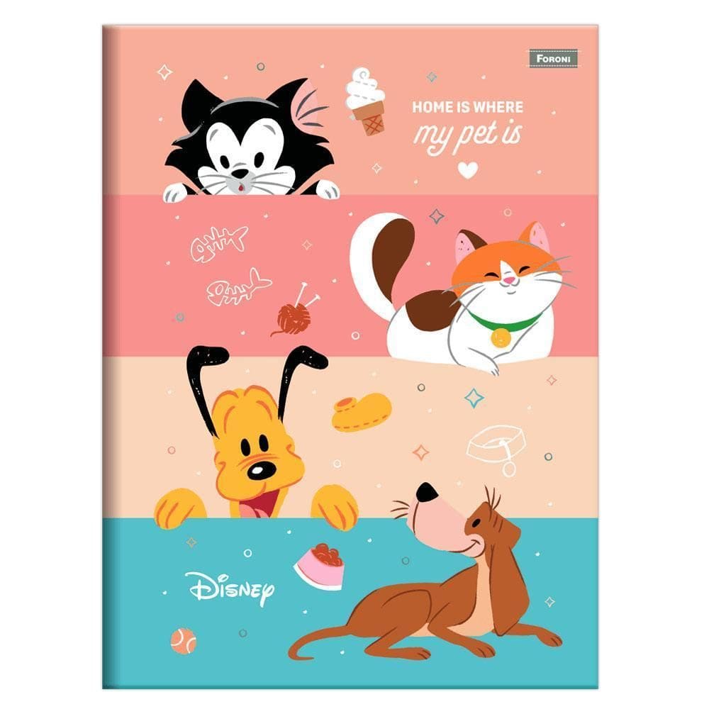 Caderno Brochurão 80Fls Disney Pets Listras Foroni