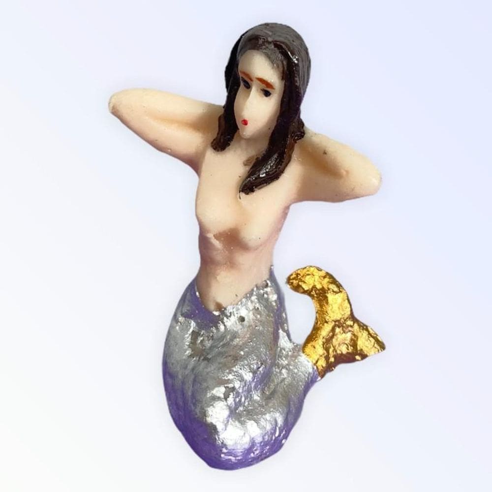Sereia 7Cm Resina Cor Prata
