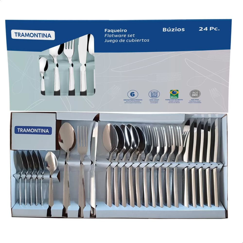 Faqueiro Tramontina 24 Pcs Buzios De Aço Inox