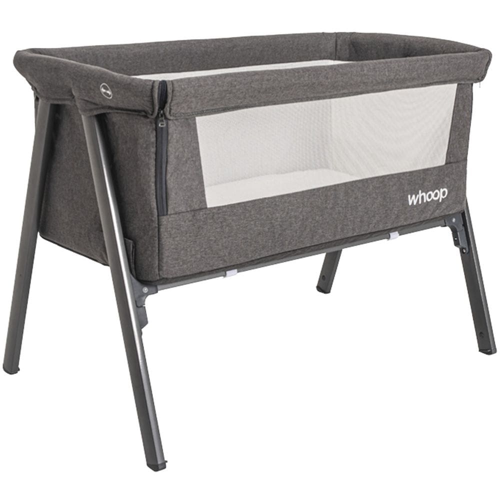 Berço Lado a Lado Cama para Bebê Kiddo Whoop Lazy Desmontável Cinza Grafite com Mosquiteiro e Bolsa Transporte 0 meses a 9kg 8203AMG