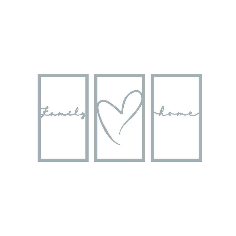 Quadro Decorativo Cinza Mdf Trio Family Home 40X20Cm