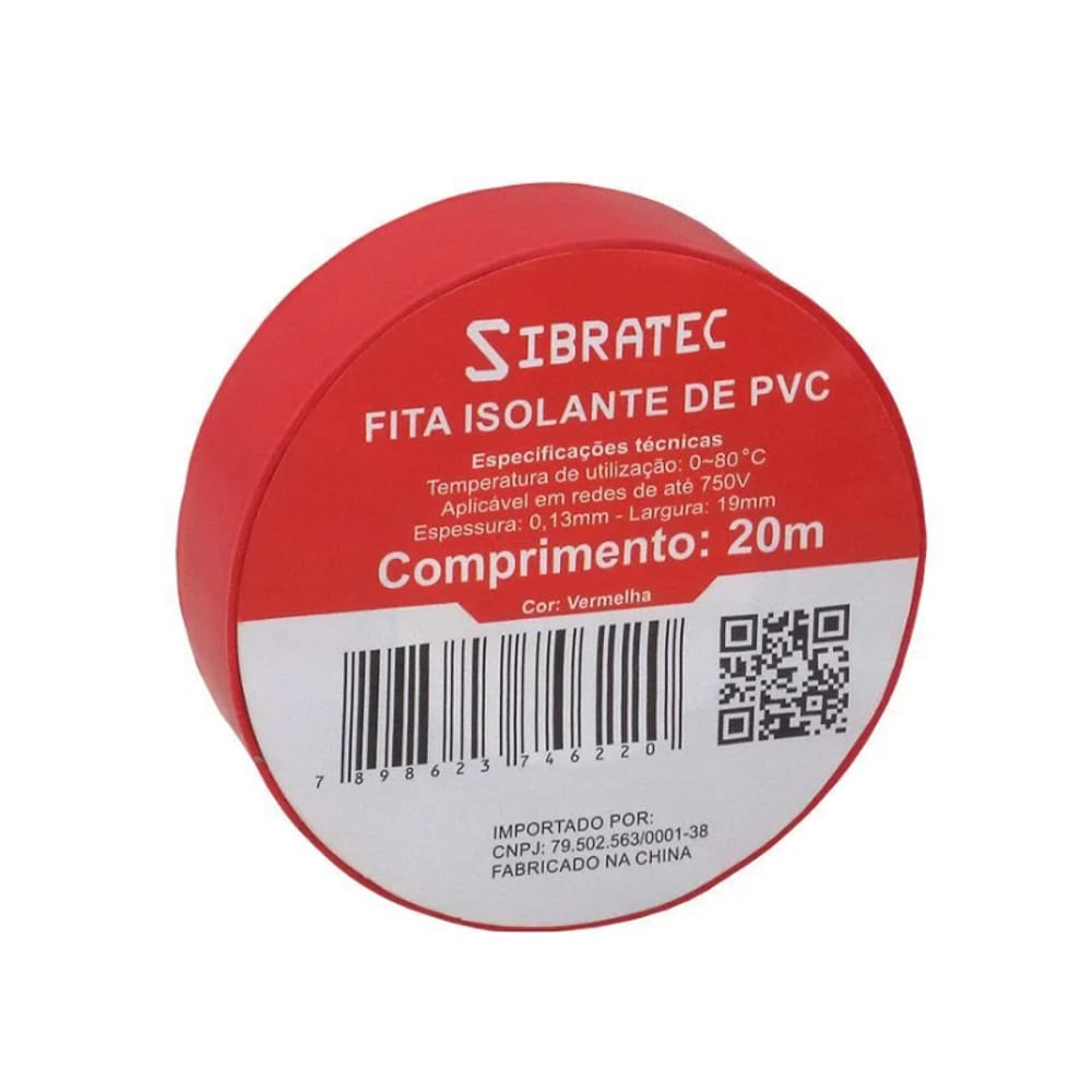 Fita Isolante 19mm x 20m Vermelha CCA