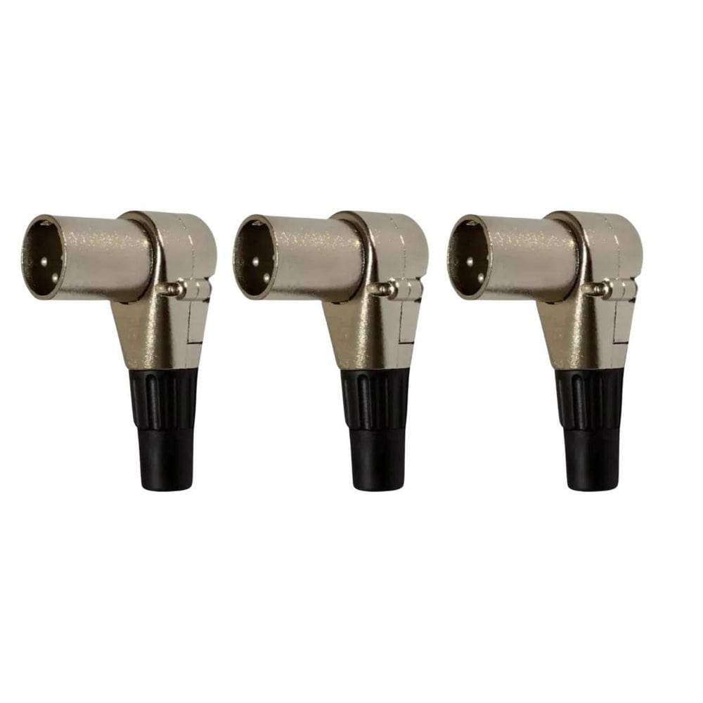 Kit 3 Plug Xlr Macho 90º Metal  Níquel Mxt