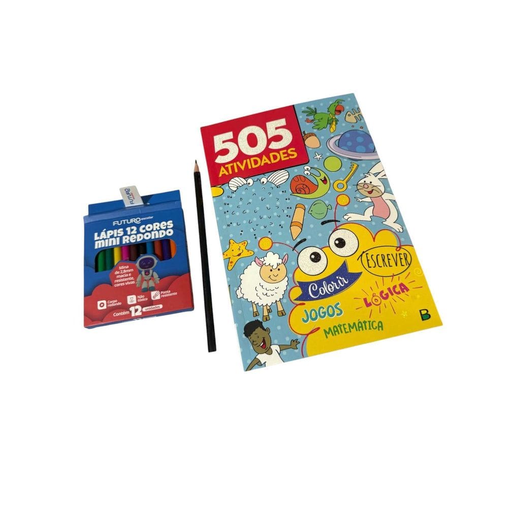 Livro Infantil 505 Atividades Educativas + Lápis Cor + Lápis