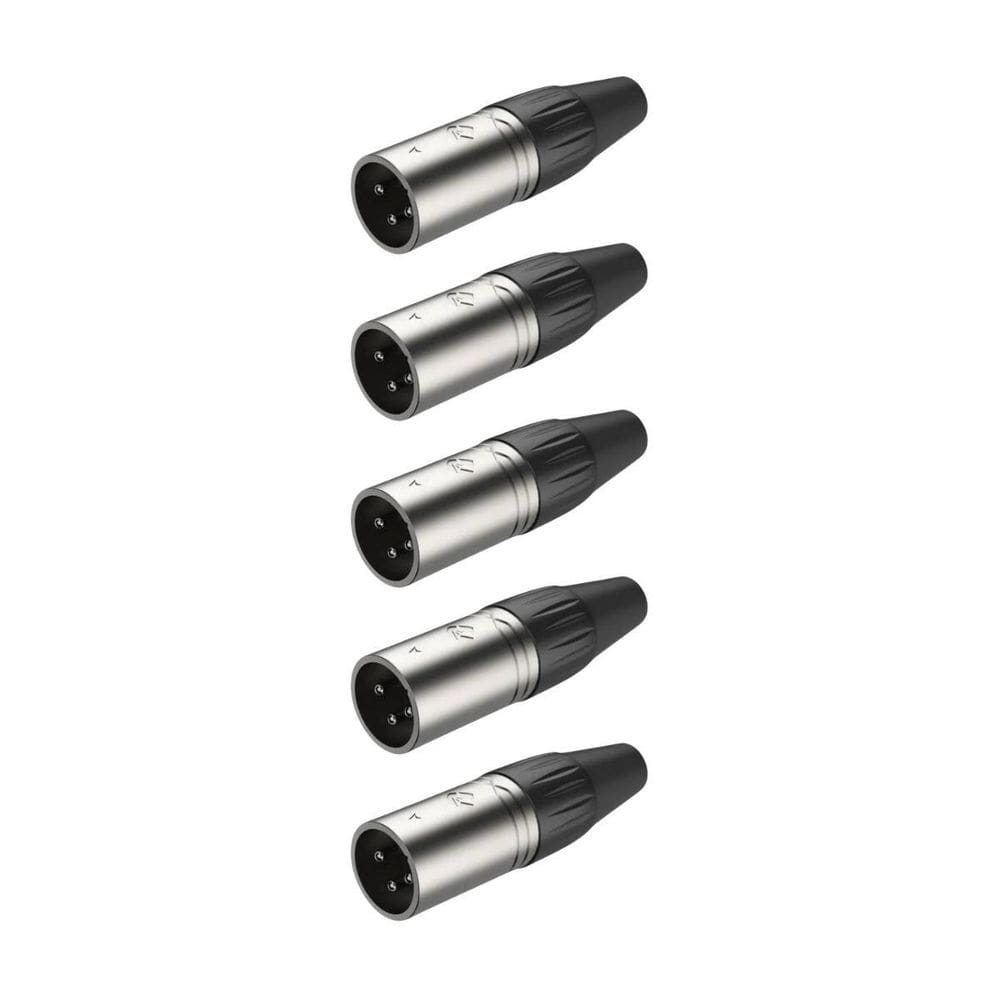 Kit 5 Plug Xlr Macho Metal  3 Vias Roxtone