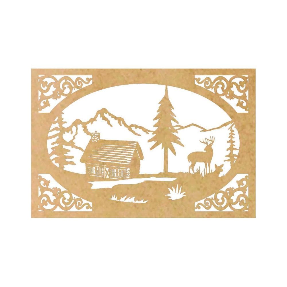 Quadro Decorativ Mdf Cru Casa Nas Montanhas 40X20Cm