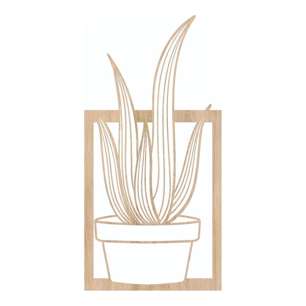 Quadro Decorativo Mdf Marfim Vaso De Planta 40X20Cm