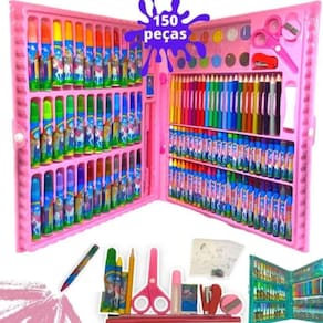 Kit Escolar Infantil Crianças Estojo Canetinha Tinta Guache