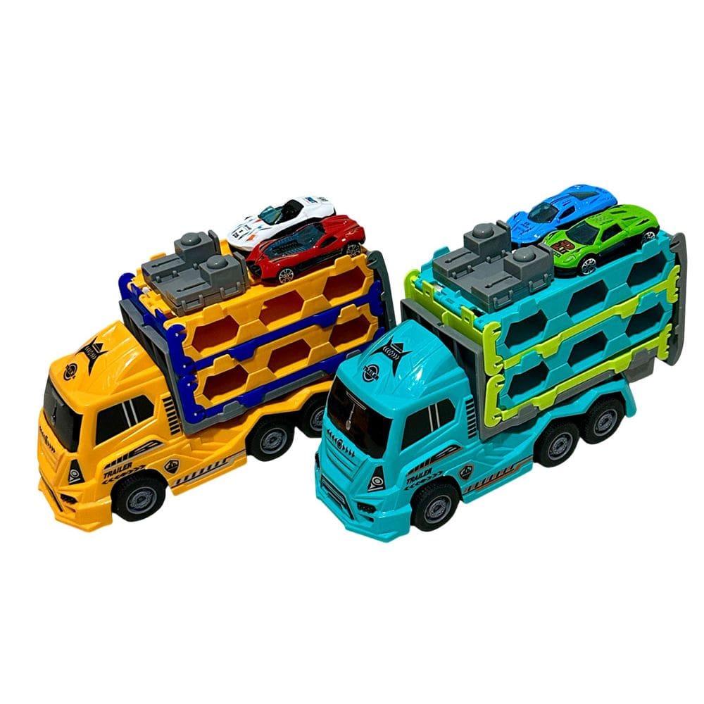 Caminhão De Fricção Com Lançador E Pista Com 2 Carrinhos