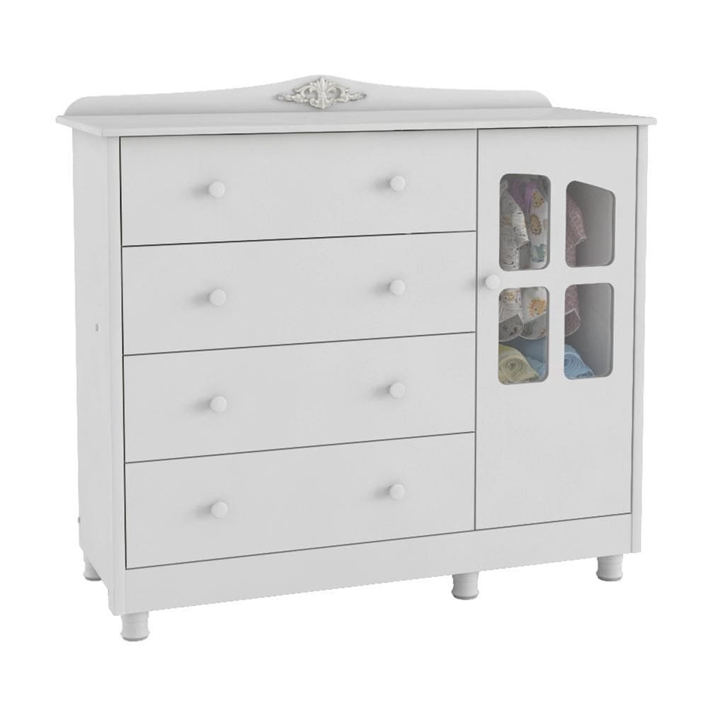 Cômoda Infantil Elô New 1 Porta com Janela e 4 Gavetas - Móveis Peroba