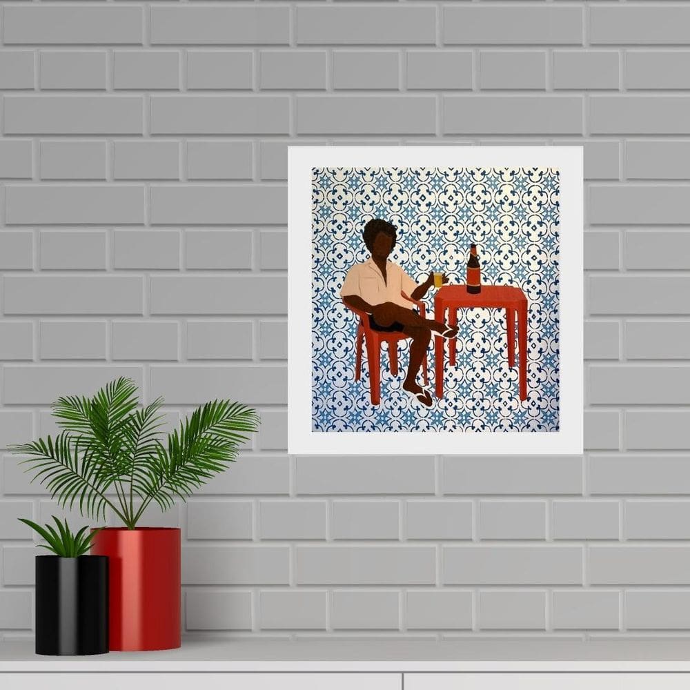 Quadro Quadrado Homem Boteco - 33X33Cm - Com Vidro