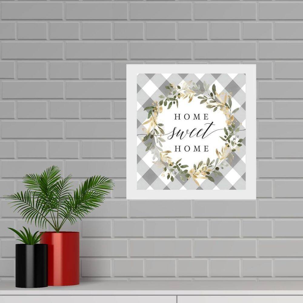Quadro Quadrado Home Sweet Home Cinza - 33X33Cm
