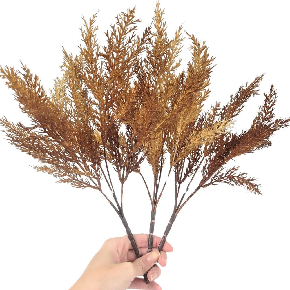 Kit 3 Capim Outonado Marrom Planta Artificial 38Cm Decor