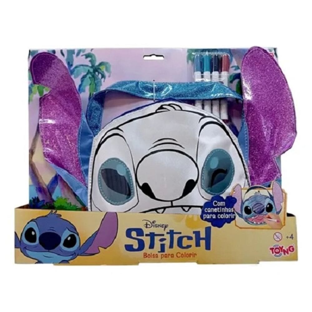 Stitch Disney  - Bolsa Para Colorir 35 Cm - Olho do Stitch Pisca - Toyng