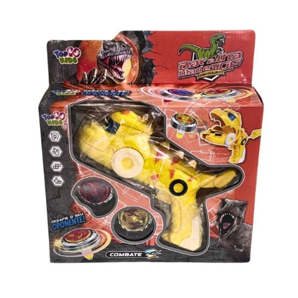 Beyblade + 2 Lançadores Dinossauro Amarelo.