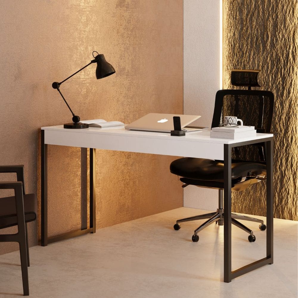 Mesa Escrivaninha Industrial  Desk 90 Branca