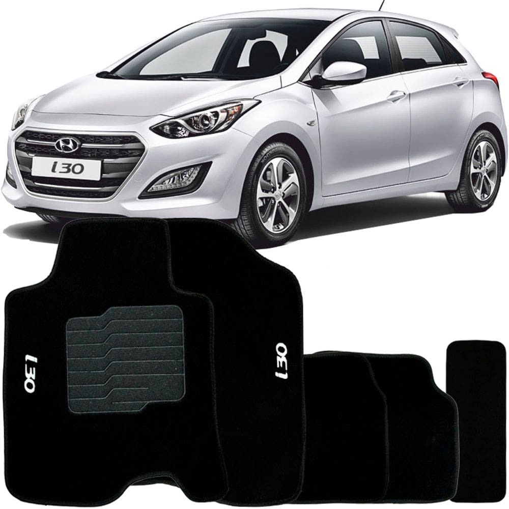 Jogo de Tapete Automotivo Carpete I30 2013 à 2017 Soft Logo Bordado 5 Peças