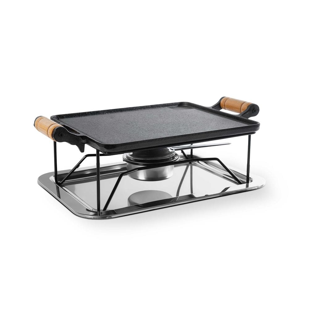 Réchaud Retangular Chapa Ferro Fundido Bandeja Fondue Carne