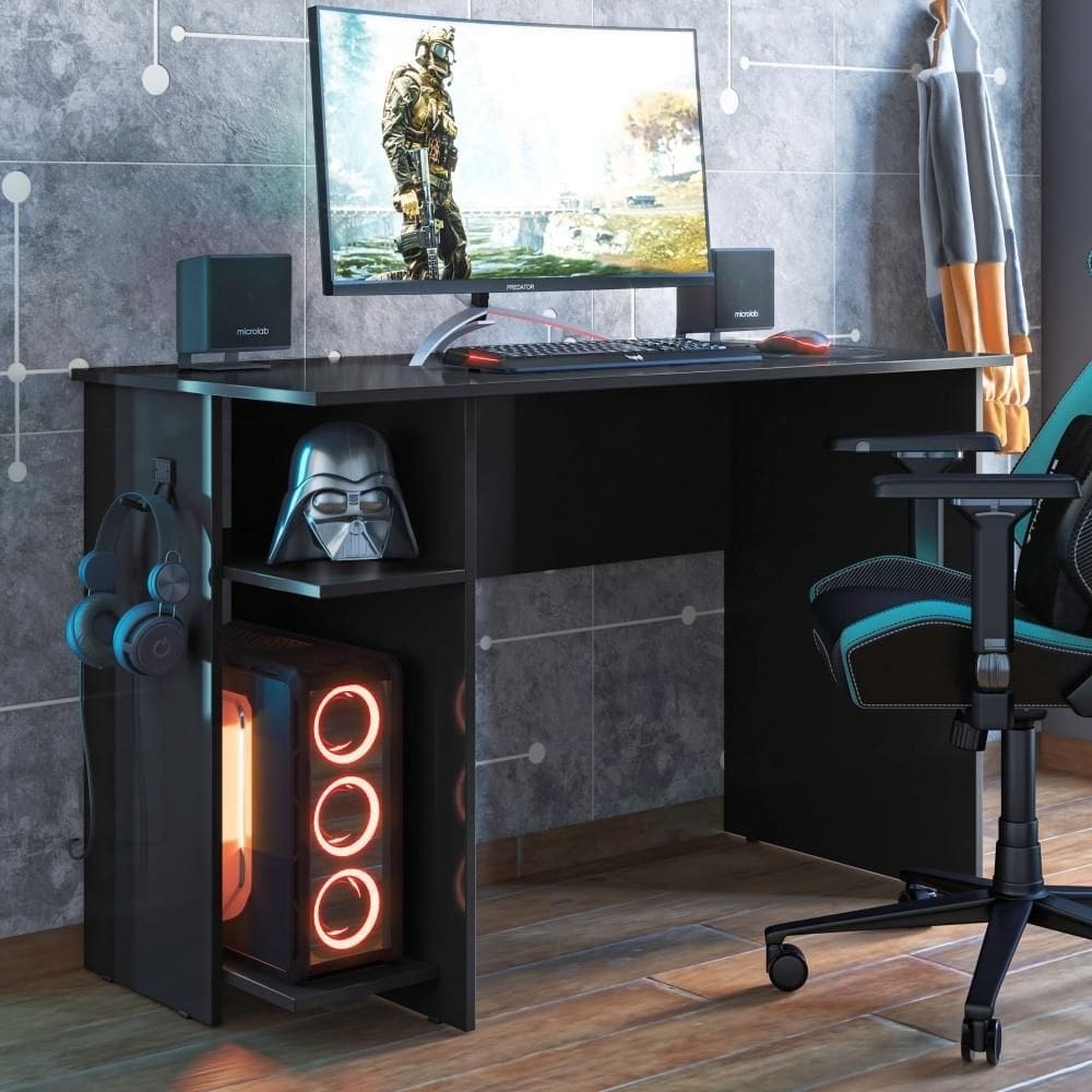 Mesa P/ Escritório E Gamer Preto Fosco (3875.37)
