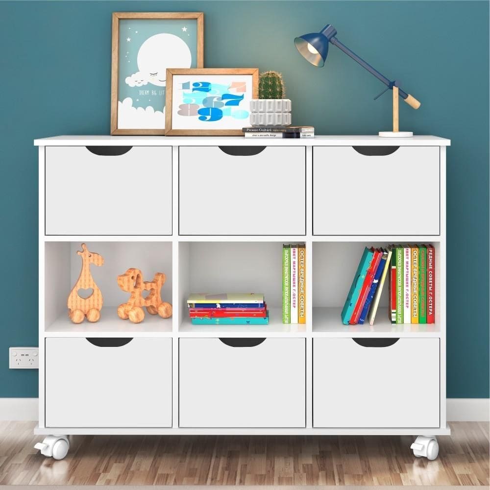Nicho Organizador Com Rodízios Branco (1478.5) + 2 Kits 3 Gavetas Brancas (1479.5)