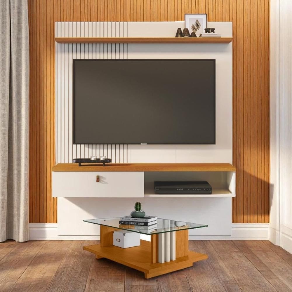 Conjunto Mira c/ Mesa de Centro Domo Cinamomo/Off-White