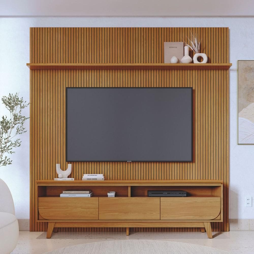 Kit Lyra Painel e Rack  com Painel Cumaru
