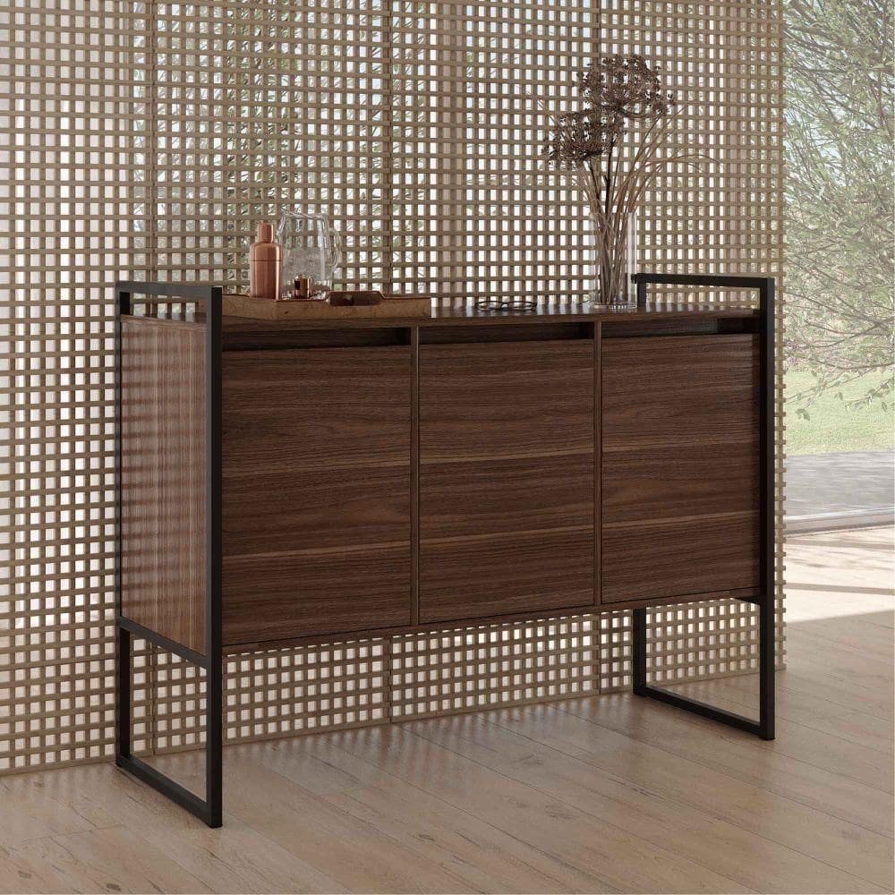 Balcão Buffet Aparador Industrial 3 Portas - Marrom Affara Marrom Affara
