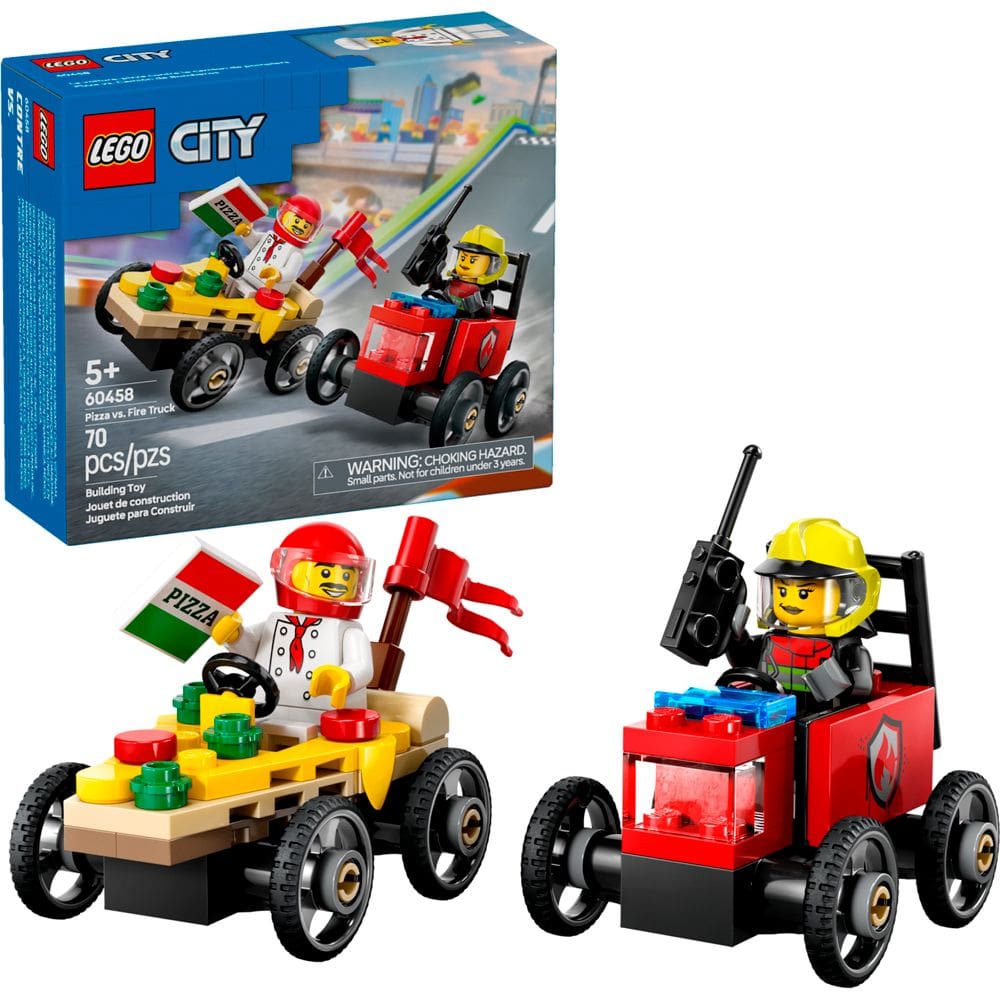 Lego City Pizza vs Caminhão dos Bombeiros 60458 com 70pcs