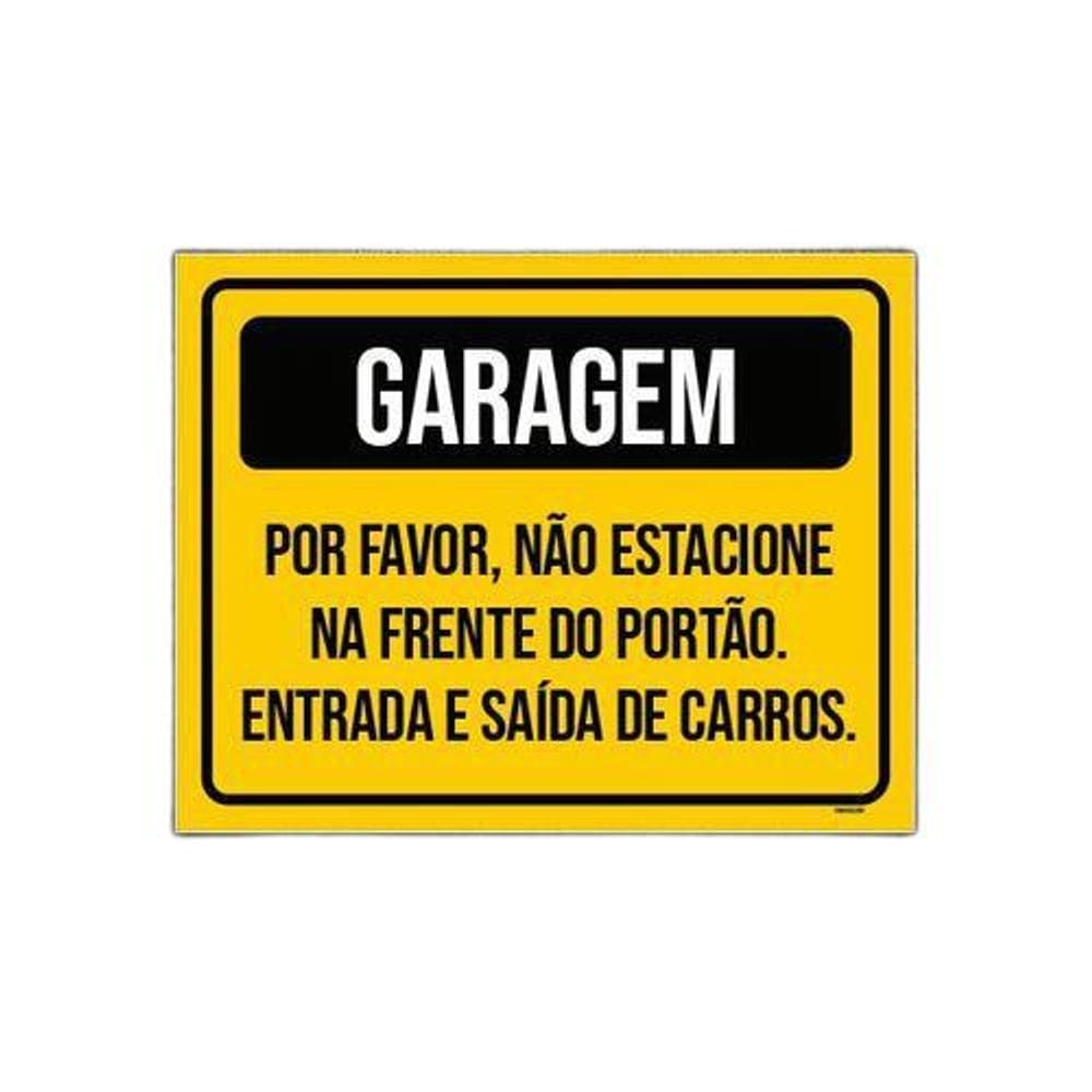Placa Garagem Não Estacione Entrada Saída De Carros 27X35