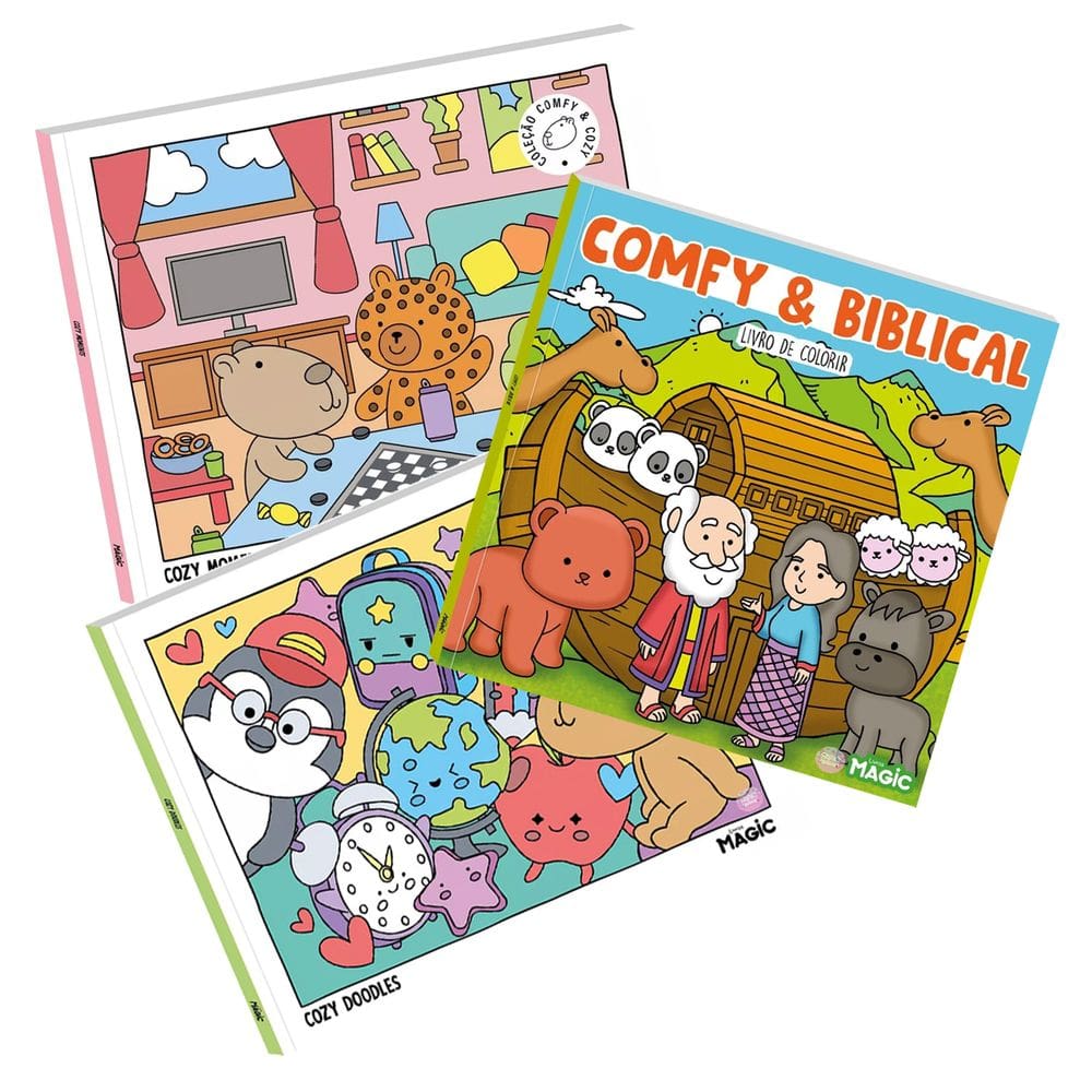 KIT 3 Livros de Colorir Magic Kids Comfy Adulto Infantil