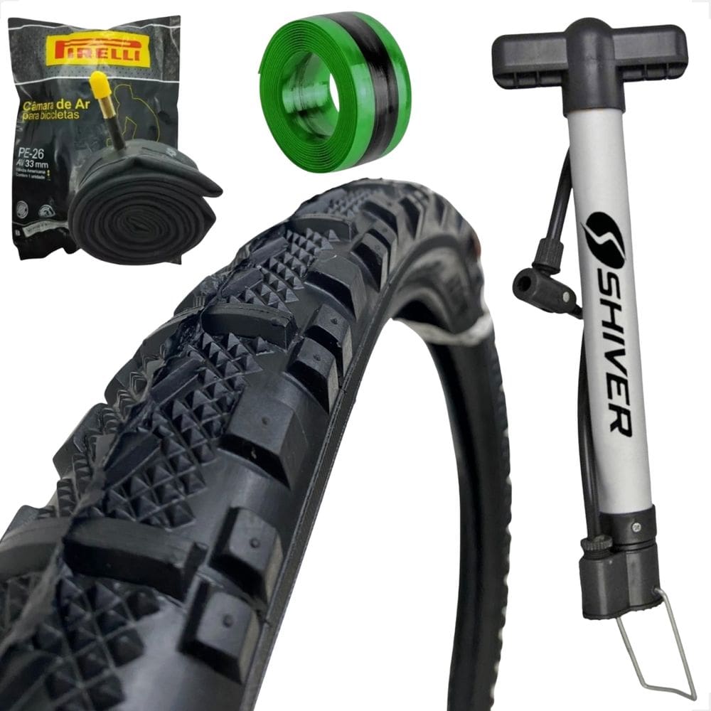 Pneu Bike Bicicleta Mtb Shiver Misto Aro 26 x2.125 Kenda camara pirelli bomba fita antifuro