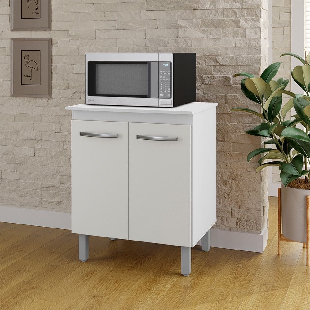 Armário Balcão Multiuso para Cozinha Micro-ondas ou Forno Serena 02 Portas Branco Moblis